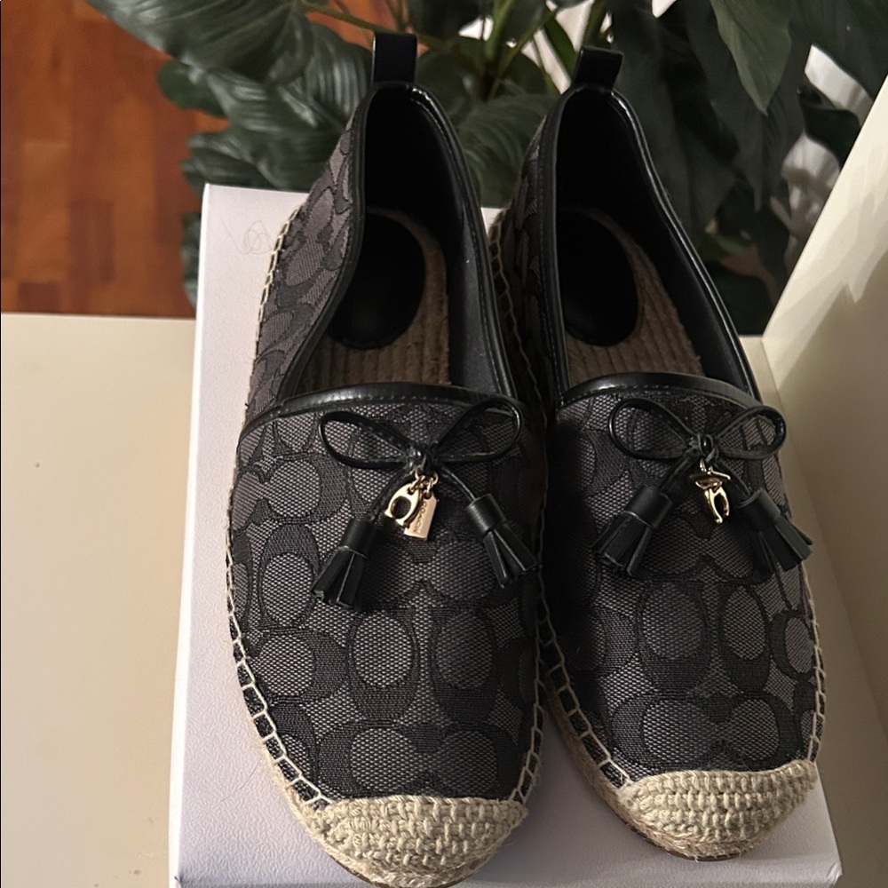 Coach Black Patterned Espadrilles With Tassels - image 1
